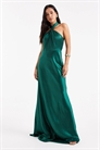 Макси-платье для подружки невесты с атласными вставками и завязками на шее артикул 151263143