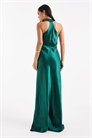 Макси-платье для подружки невесты с атласными вставками и завязками на шее артикул 151263143