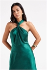 Макси-платье для подружки невесты с атласными вставками и завязками на шее артикул 151263143
