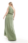 Макси-платье для подружки невесты из атласа с одним плечом и юбкой-парео артикул 141189056