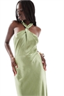 Атласное макси-платье с завязками на шее для подружки невесты артикул 146850341