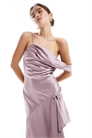 Асимметричное атласное платье-миди с одним плечом для подружки невесты артикул 147195941