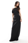 Асимметричное атласное платье макси для подружки невесты артикул 148919991
