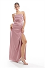 Макси-платье-бандо из атласа для подружек невесты с завязками на спине артикул 147195935