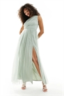 Макси-платье из тюля на одно плечо для подружки невесты артикул 127473798