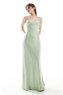 Макси-платье для подружки невесты из атласа с бретелями и завязками из шифона на спине артикул 142046486