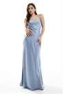 Макси-платье для подружки невесты из атласа с бретелями и завязками из шифона на спине артикул 142046487