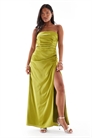 Макси-платье-бандо из атласа для подружек невесты с завязками на спине артикул 147197594