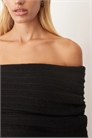 Свитер с открытыми плечами, связанный крупной ребристой вязкой артикул 148512241