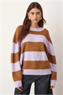Свитер из трикотажа с полосками и широким вырезом артикул 144764284