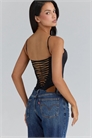 Топ-корсет Cadie из чёрного атласа артикул 155526903