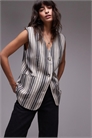 Жилет из льна с широкими полосками артикул 136474214