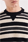 Объемный вязаный свитер в полоску артикул 156131625