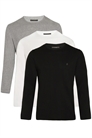 Набор из 3 хлопковых футболок с круглым вырезом и длинными рукавами артикул 155974951