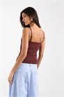 Двухслойный топ-камизолька с круглым вырезом, шоколадного цвета артикул 153751060