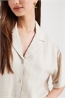 Льняная рубашка с воротником-ревер артикул 154011361