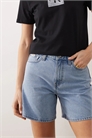 Короткие джинсовые шорты А-силуэта артикул 154174060