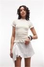 Мини-юбка с гофрированными боковыми вставками артикул 155704327