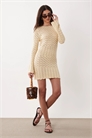 Мини-платье с длинными рукавами и вязаной отделкой на талии артикул 151865792