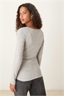 Сверхмягкая кофта с ребристым воротником-V и длинными рукавами артикул 150330877