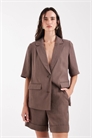 Блейзер с короткими рукавами, скроенный по фигуре, с эффектом льна co-ord артикул 154694271