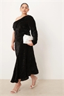 ASOS DESIGN: макси-платье из бархата с асимметричной драпировкой для полных артикул 148635869