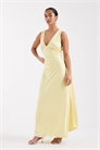 Макси-платье для подружки невесты с V-образным вырезом, атласным верхом и шнуровкой на спине, с шарфом артикул 154078803