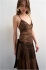 Атласное макси-платье на бретелях с жаккардовой вышивкой и бахромой артикул 153287162