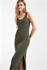 Трикотажное макси-платье в полоску с ребристой текстурой артикул 155250778