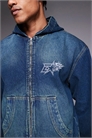 Джинсовая куртка с капюшоном большого размера артикул 151187030