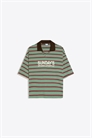 Поло с короткими рукавами и вышитой полоской артикул 156586062