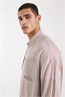 Рубашка свободного кроя в полоску с вышивкой на груди артикул 152422947