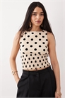 Топ с рюшами и флокированным принтом в горошек артикул 155999197
