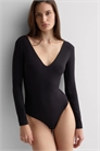 Боди с длинными рукавами и V-образным вырезом артикул 156298559