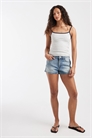 Джинсовые шорты с высокой талией и прямым кроем артикул 155698230