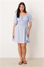 Мини-платье для пляжа с рукавами-буфетками и завязками спереди артикул 153330007