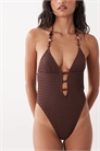 Купальник Ruthie с глубоким вырезом и аппликацией из смоляных бусин артикул 154050154