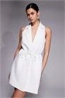 Эксклюзивное мини-платье без рукавов с завязками на талии, скроенное по индивидуальным меркам артикул 155333944