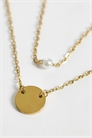 Набор из 2 ожерелий с золотым диском и мини-жемчужиной артикул 154852956