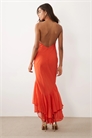 Макси-платье с бретелями и юбкой «рыбий хвост» с оборками артикул 154237148