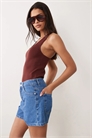Джинсовые шорты с высокой талией артикул 155232827