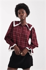 Блузка с воротником в клетку артикул 149516763