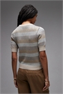 Топ с асимметричным вырезом на бежевой полоске артикул 155250797