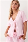 Рубашка из марли с завязками спереди и короткими рукавами co-ord артикул 153115953