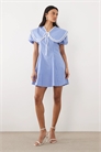 Мини-платье с объемным воротником и рукавами-буфетками из ткани с высоким содержанием хлопка артикул 155587867