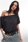 Облегающий топ асимметричного кроя с одним плечом и короткими рукавами, с затягивающимся поясом артикул 150177468