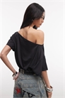 Облегающий топ асимметричного кроя с одним плечом и короткими рукавами, с затягивающимся поясом артикул 150177468