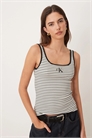 Моналого: майка с ребристым верхом и круглым вырезом артикул 154173631