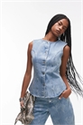 Жилет из денима с затягивающимся поясом артикул 144136334