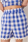 Шорты из ткани в клетку с высокой талией и волнистой окантовкой co-ord артикул 146790674
